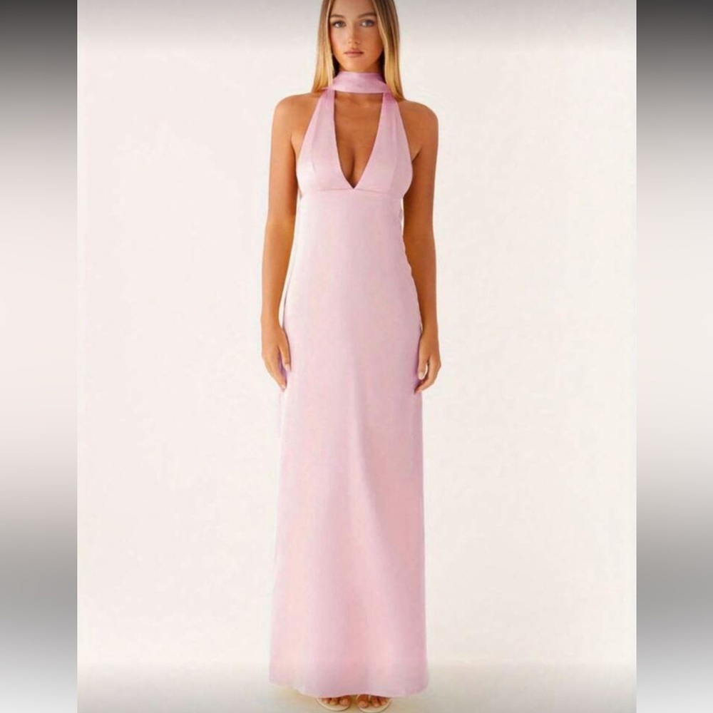 SHEIN Light Pink Halter Maxi Dress M NWT